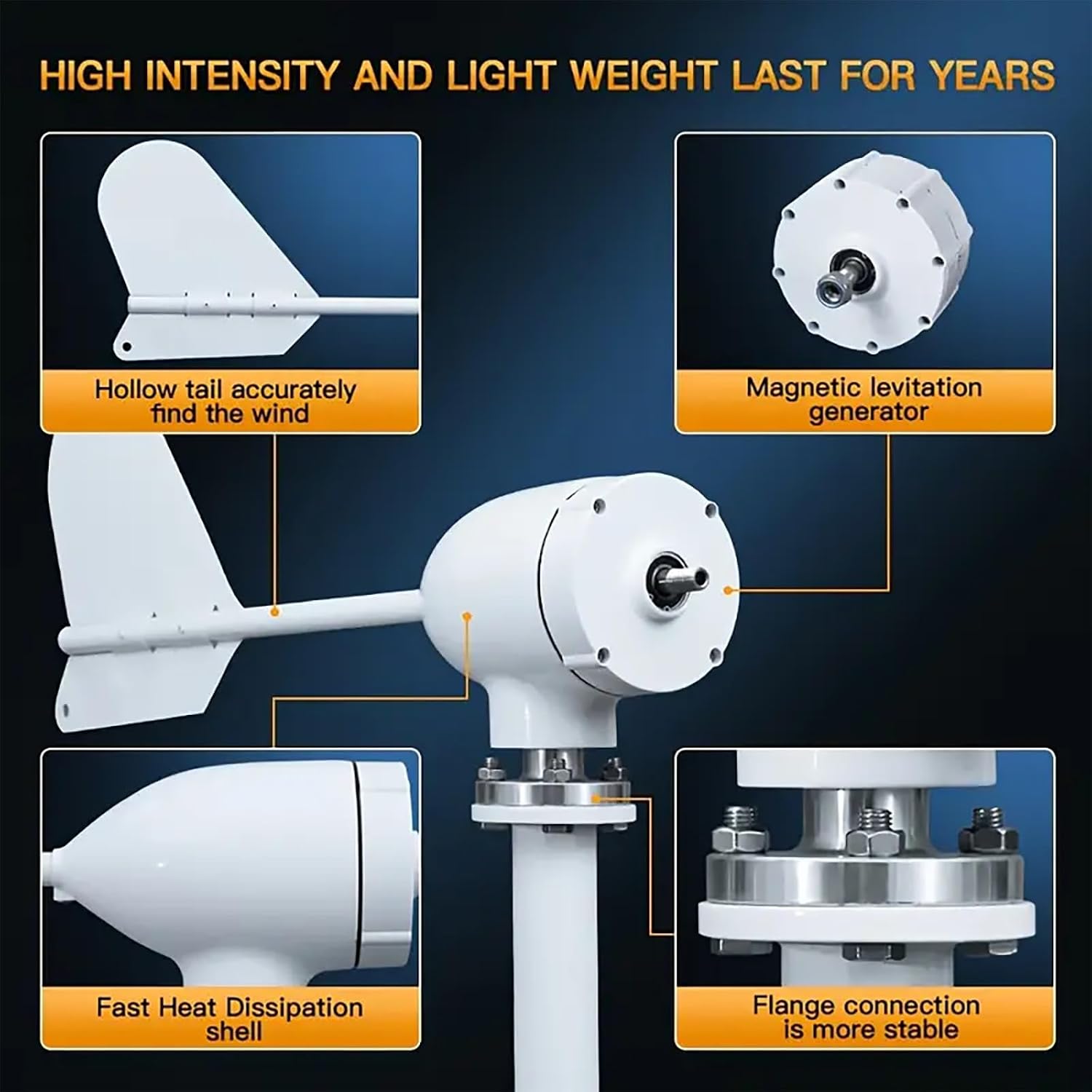3000W Wind Turbine Generator Kit With MPPT Controller | 12V/24V/48V Permanent Magnet | Solar Complementary For Home/Street Lighting | IP67 Waterproof(24V)