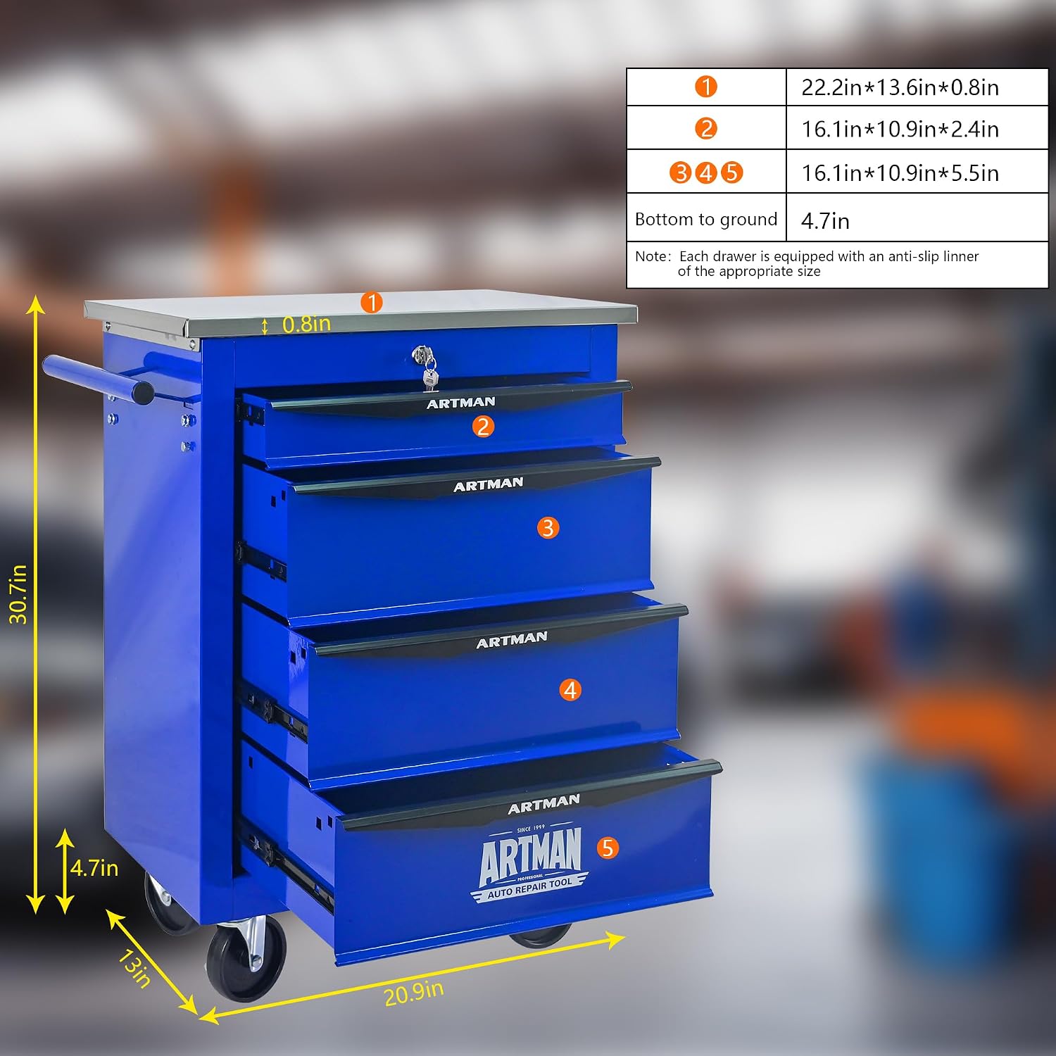 Campfun Tool Cart on Wheels 4 Drawers Rolling Tool Chest Workbench, Metal Tool Cabinet with Extra 7 Tool Storage Boxes, Tool Chest Combo Portable Mechanic Tool Cart for Garage Workshop Warehouse