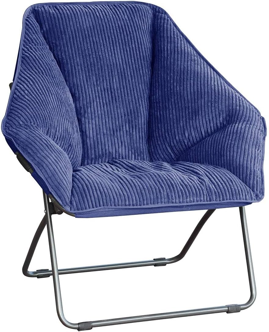 Zenithen Indoor Foldable Portable Plush Hexagon Folding Dish Chair, Perfect for Bedrooms, Dorm Rooms, and Living Rooms, Use for Reading, Studying, Gaming, Navy Blue (Pack of 2)