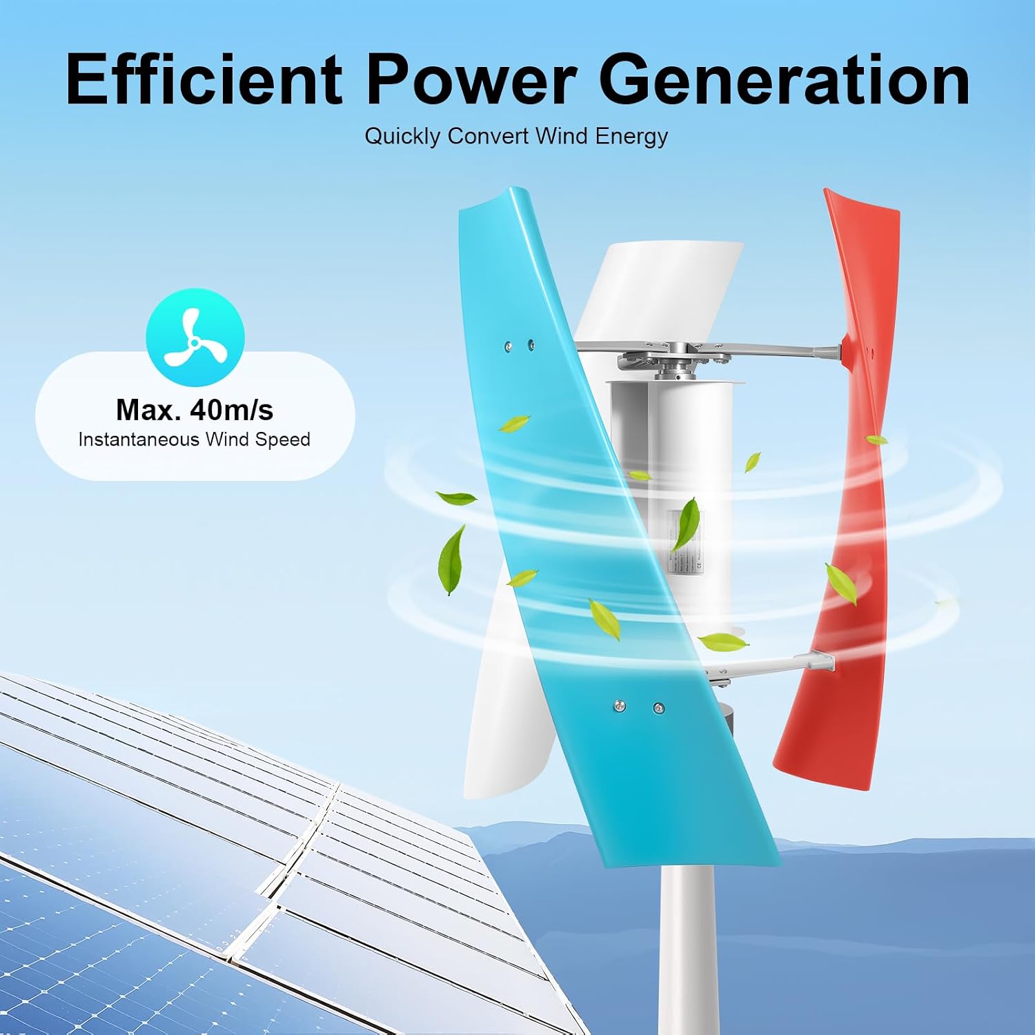 12V Wind Turbine, 400W Wind Power Generator Kit with Electromagnetism Controller, 3 Vertical Fiberglass Blades Wind Turbine Generator, 3-Phase Ac Permanent Magnet Generator for Mobile House, Boat
