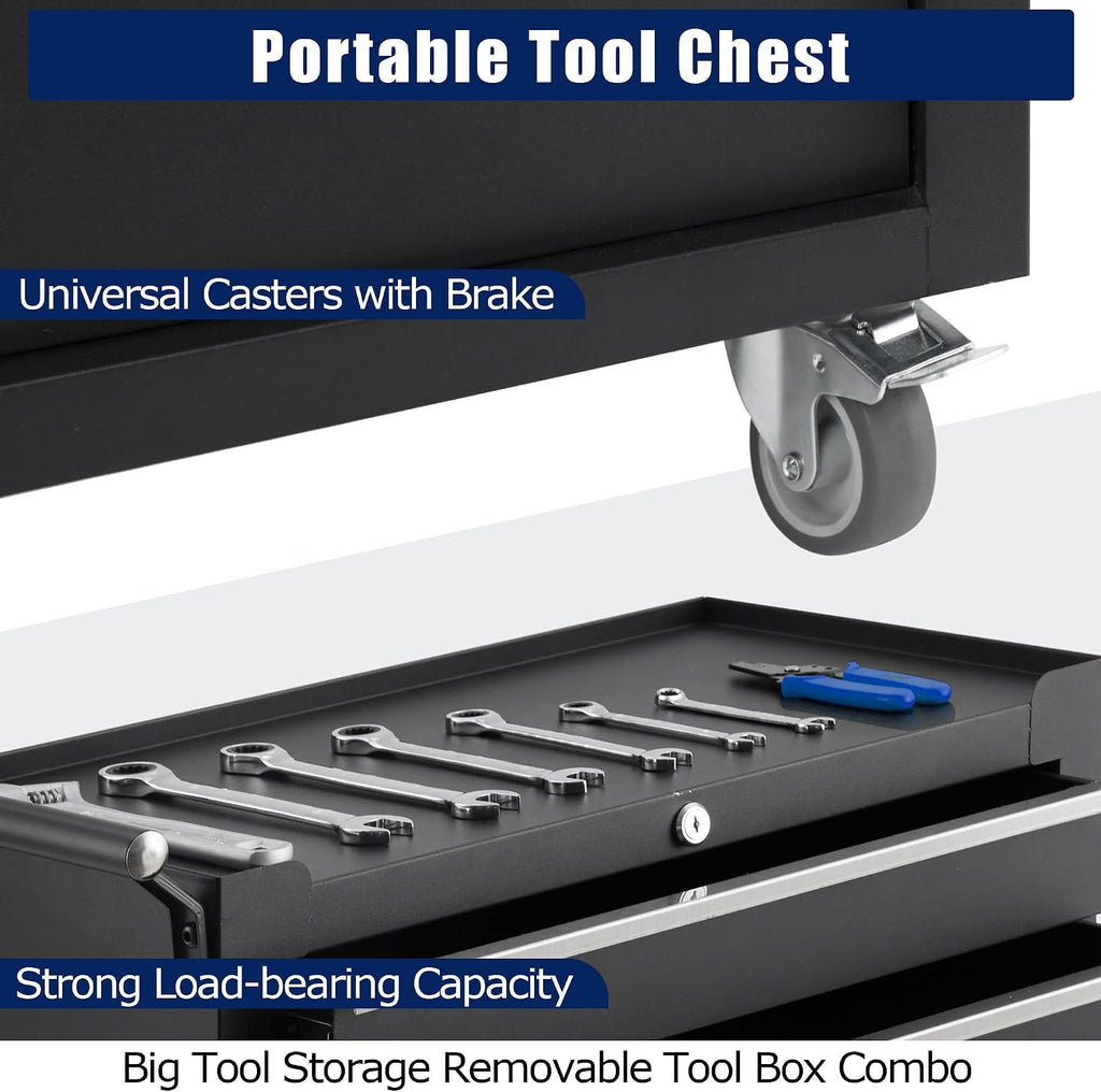 5-Drawer Rolling Tool Chest, Rolling Tool Box with Wheels and Lock System, Portable Mobile Tool Storage Cabinet for Garage, Workshop, Mechanics and Repair Room
