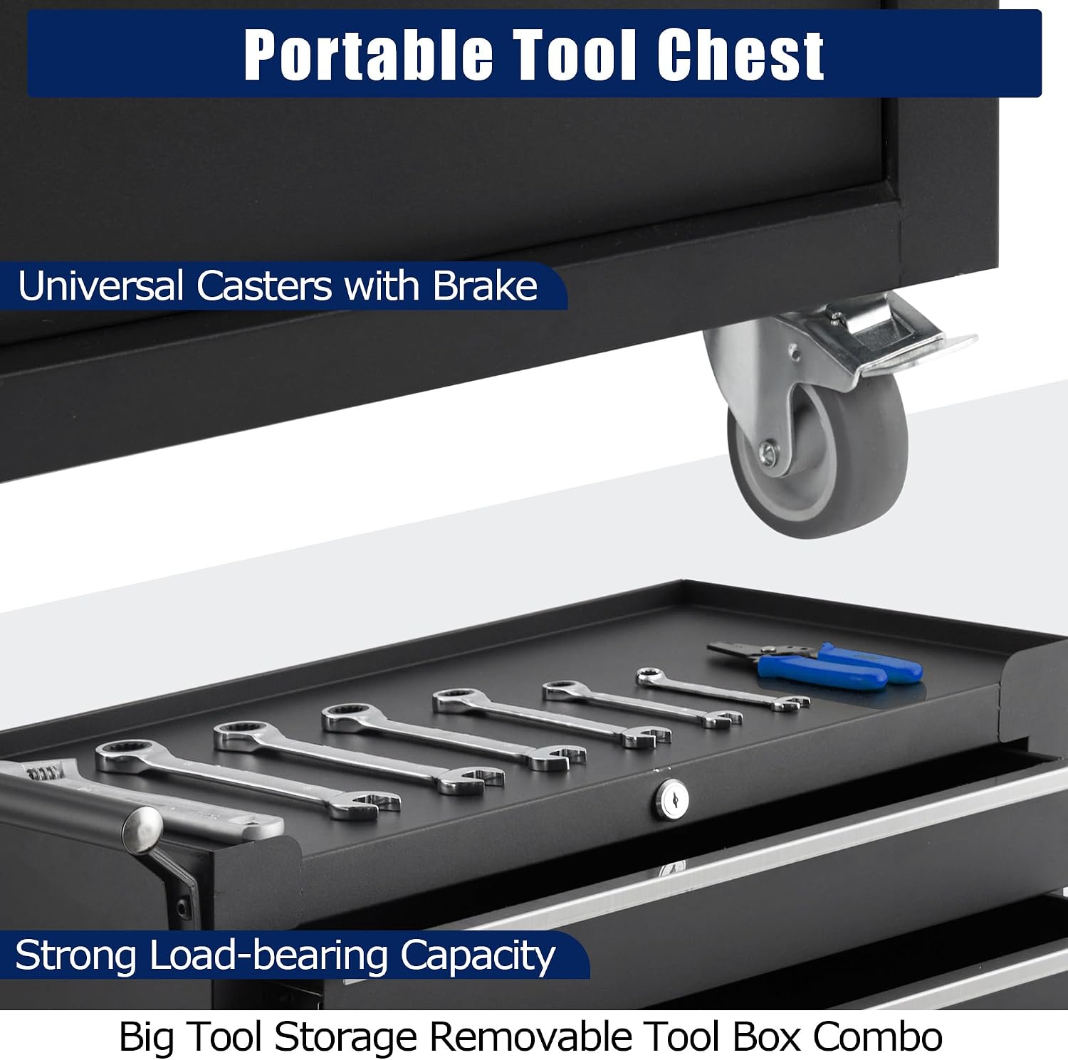 5-Drawer Rolling Tool Chest, Rolling Tool Box with Wheels and Lock System, Portable Mobile Tool Storage Cabinet for Garage, Workshop, Mechanics and Repair Room