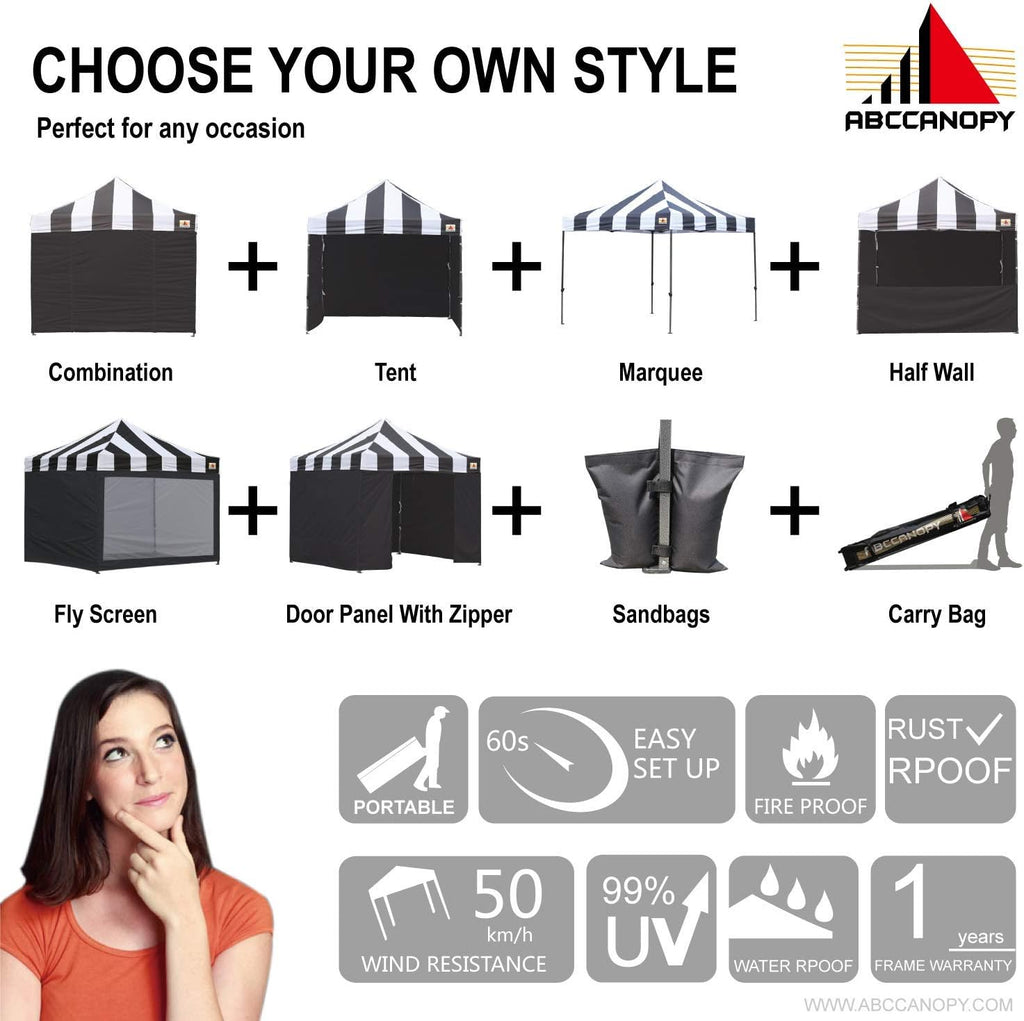ABCCANOPY Premium Canopy Tent Commercial Instant Shade 10x10 Premium-Series, Stripe Black