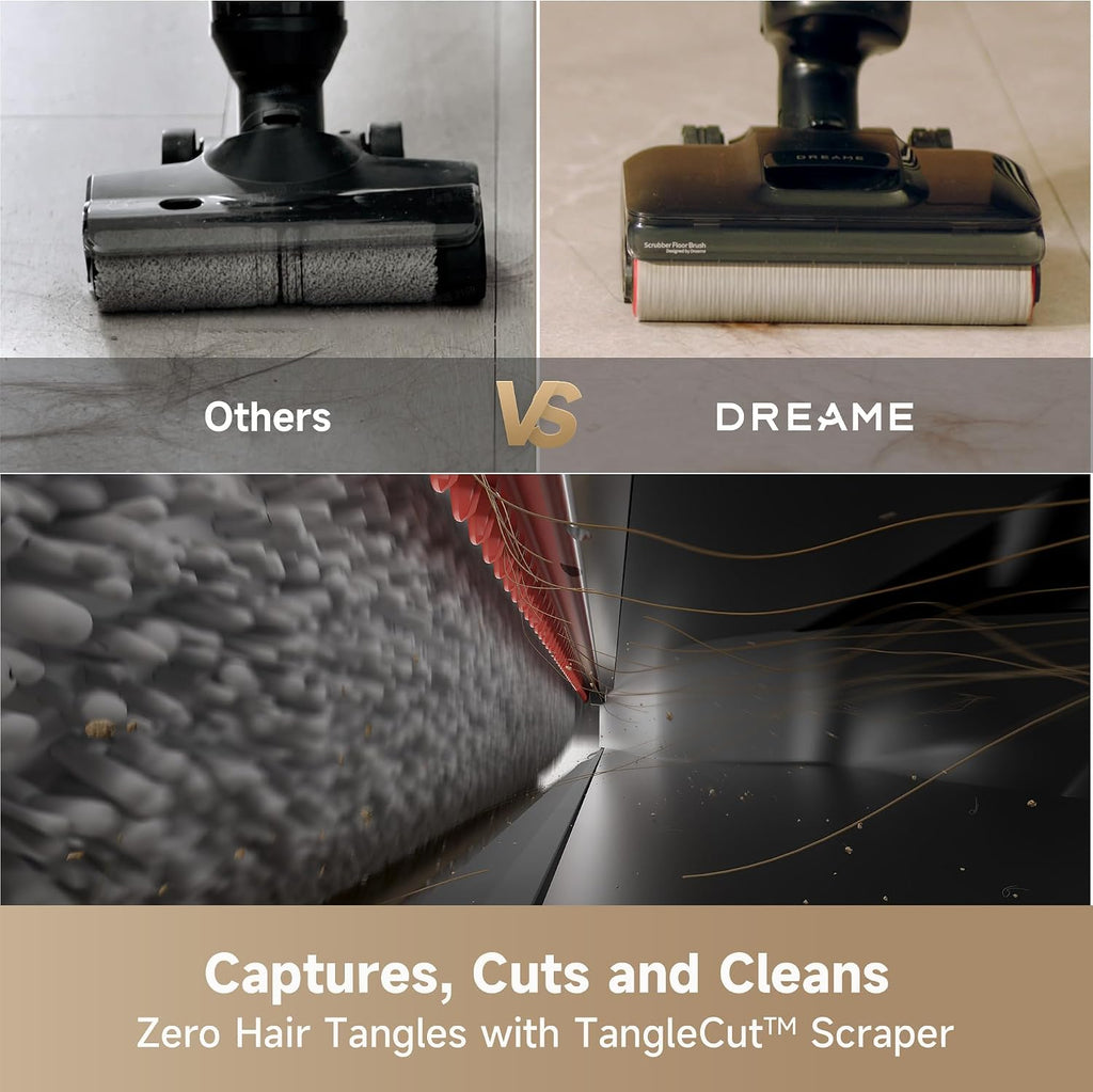 DREAME H12 Pro FlexReach Wet Dry Vacuum Cleaner, 0 Tangle Cordless Vacuum Mop All-in-One for Hard Floors, 180° Lie-Flat with 194°F Self-Cleaning, 50Mins Runtime (Renewed)