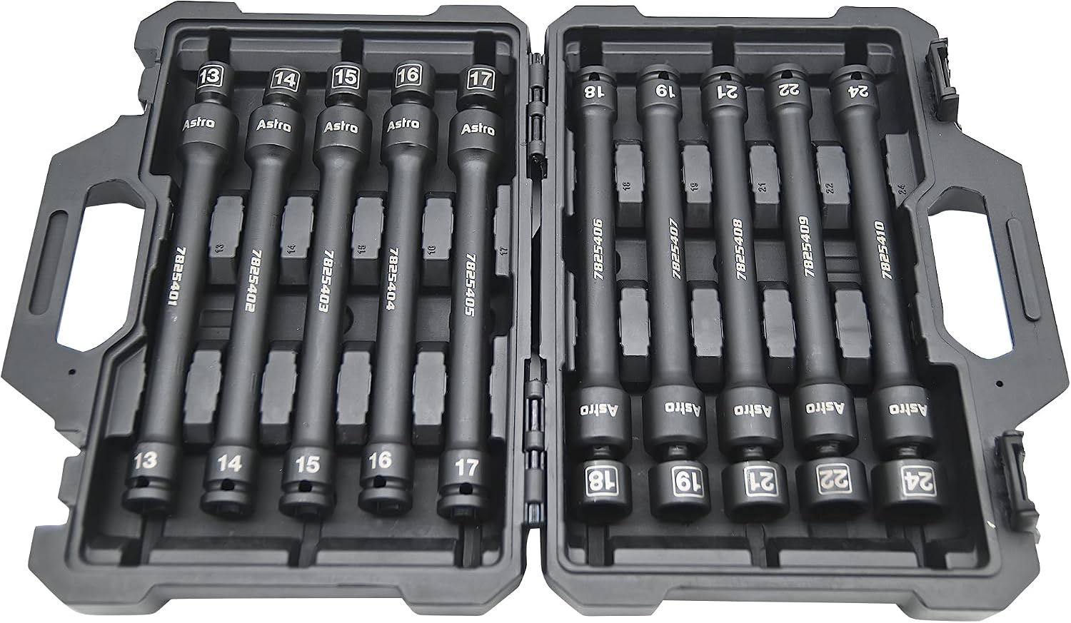 Astro Tools 78254 10pc 1/2' Drive 6Pt Pinless Universal Torque-Saver Impact Extension Socket Set - Metric