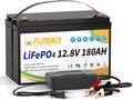 FLLYROWER 12V Lithium Battery 180AH With BMS and 16500 Deep Cycles 12V 180AH Lifepo4 Battery Grade A Cells for Marine Trolling Motor RV camping Solar Golf Cart Off-Grid
