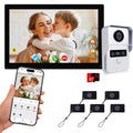 2-Wired Video Intercom System, Video Doorbell Camera with 10 inch Touch Screen, Timbre con cámara, Wireless WiFi Tuya APP Remote Control Door Bell Phone for Home Villa Apartment