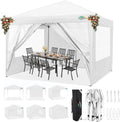 COBIZI 10x10 Pop Up Canopy Tent with 4 Sidewalls Party Tents Waterproof UPF 50+ Commercial Instant Outdoor Events Tent for Parties Markets Backyard, Ropes（10 x 10 ft White