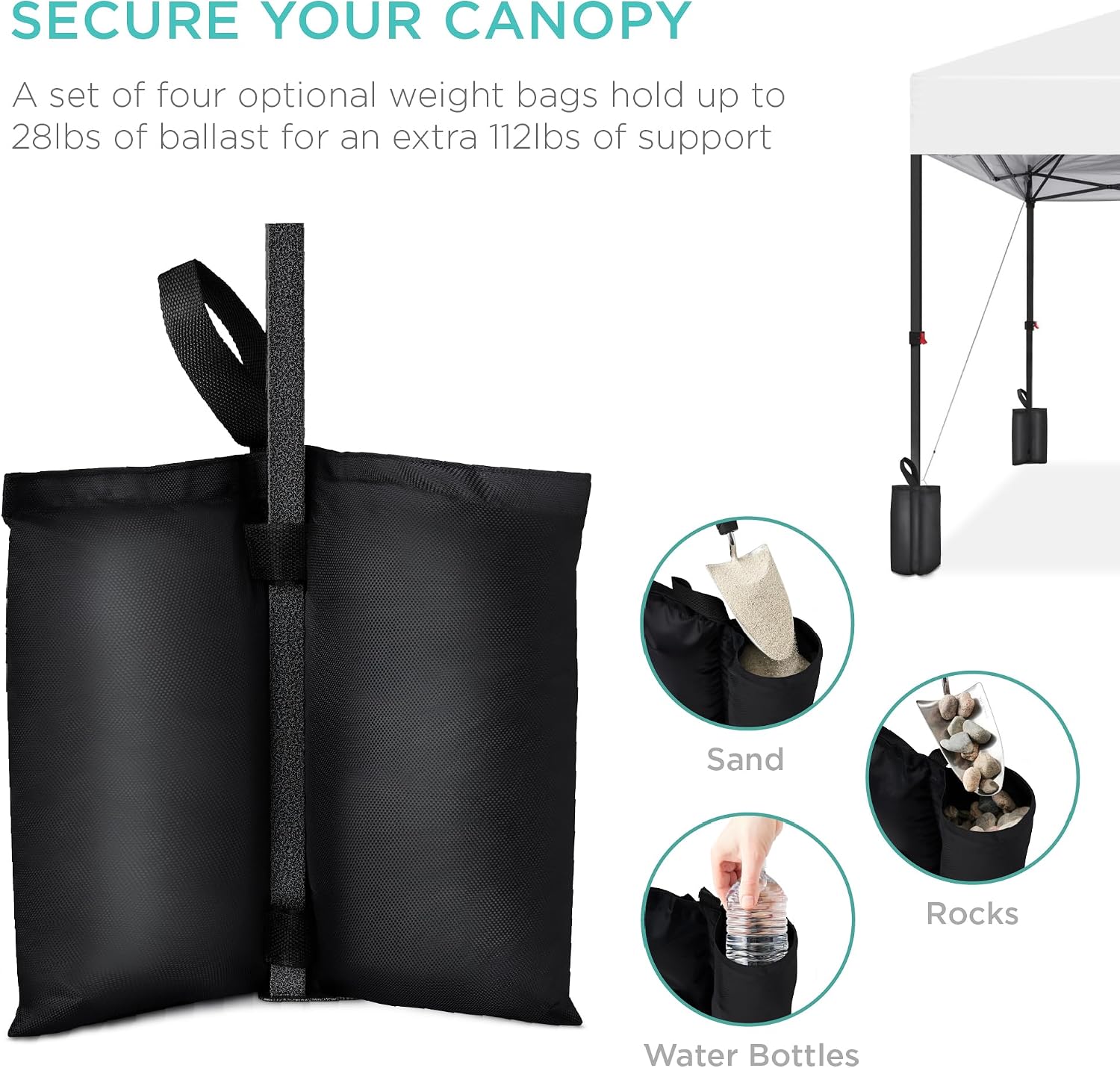 Best Choice Products 10x10ft Pop Up Canopy Tent, Outdoor Shade, 1 Person 1 Minute Set Up, Carry Case, 4 Weight Bags - White