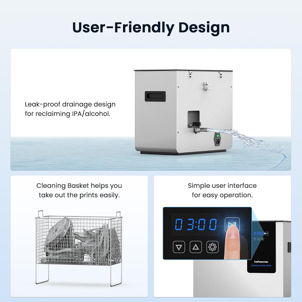 Uniformation Wash Machine Compatible with Resin 3D Printer, Wash Station for LCD/DLP/SLA 3D Printed Models, Resin Washer Cleaner Washing Size 9.3' x 5.5' x 8.3'