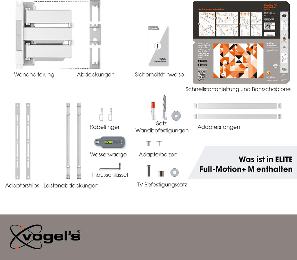 Vogel's TVM 5645 Full-Motion Ultra-Thin TV Wall Bracket for 40-77 inch TVs, Max. 45 kg, Swivels up to 180°, Full-Motion TV Mount max. VESA 600x400, Universally Compatible