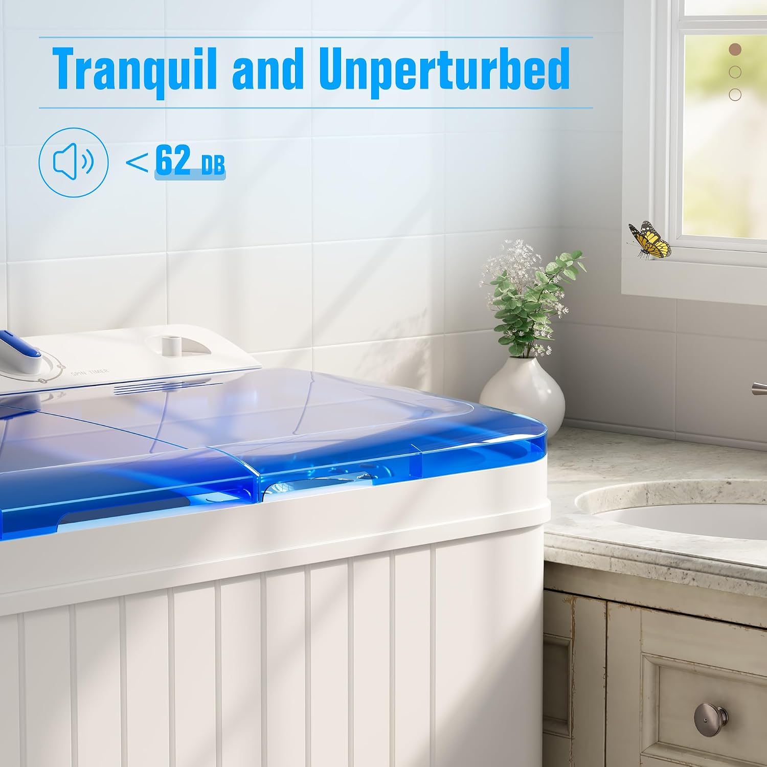 Superday Portable Washing Machine with Longer Hose, 28Lbs Compact Mini Washer and Dryer Combo,Twin Tub Washing Machine Laundry Compact Washer spinner Combo for Apartments RVs and Dorms(Blue)