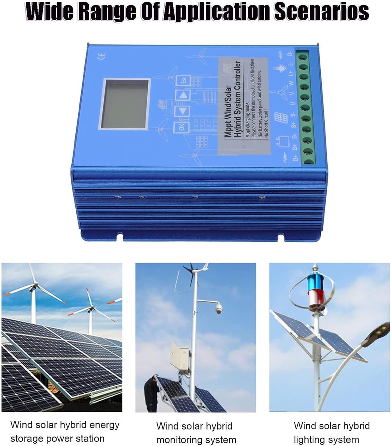 2000W-6000W MPPT Solar Charge Controller, 12V 24V 48VWind Solar Hybrid Charge Controller with Dump Load for Wind Turbine Generator Charger Battery(24v,4000w)