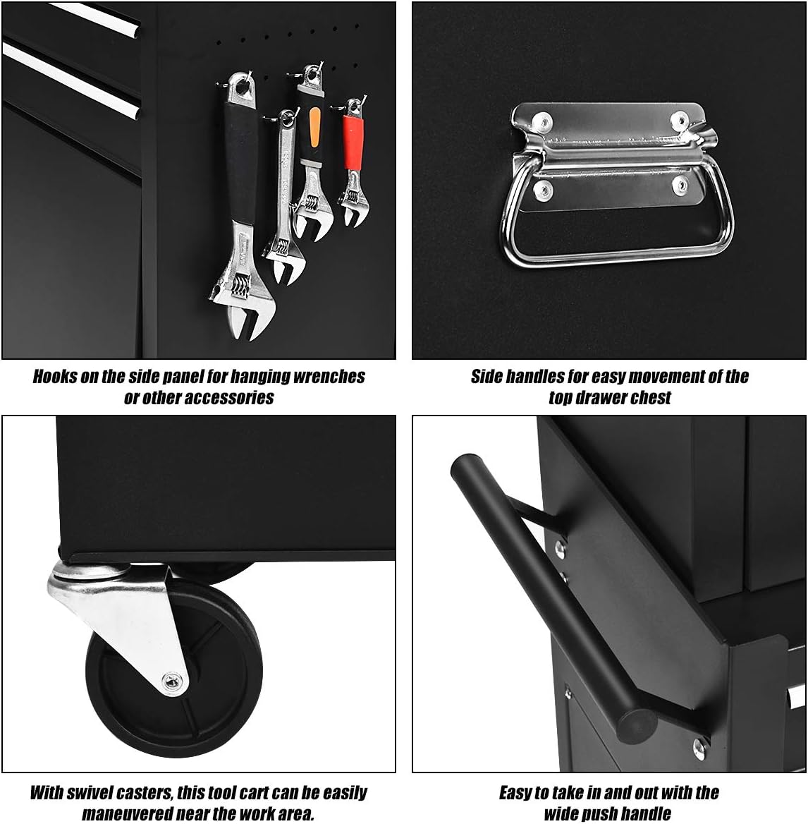 S AFSTAR 6-Drawer Rolling Tool Chest, High Capacity Tool Storage Cabinet with Wheels and Locking System, Removable Toolbox Organizer with Sliding Drawers (Black)
