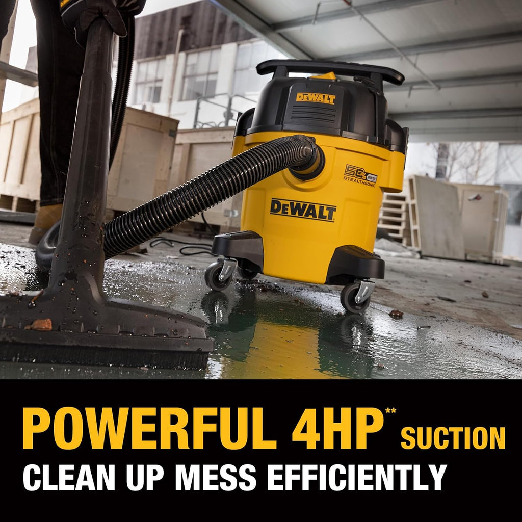 DEWALT Stealthsonic Shop Vacuum Wet and Dry, 5 Gal 4 HP Ultra-Quiet Vacuum Cleaner with Complete Accessory Kit and 6 Bonus Dust Bages - Ideal for Home, Jobsite, Workshop, Garage, Car DXV05P-QTA