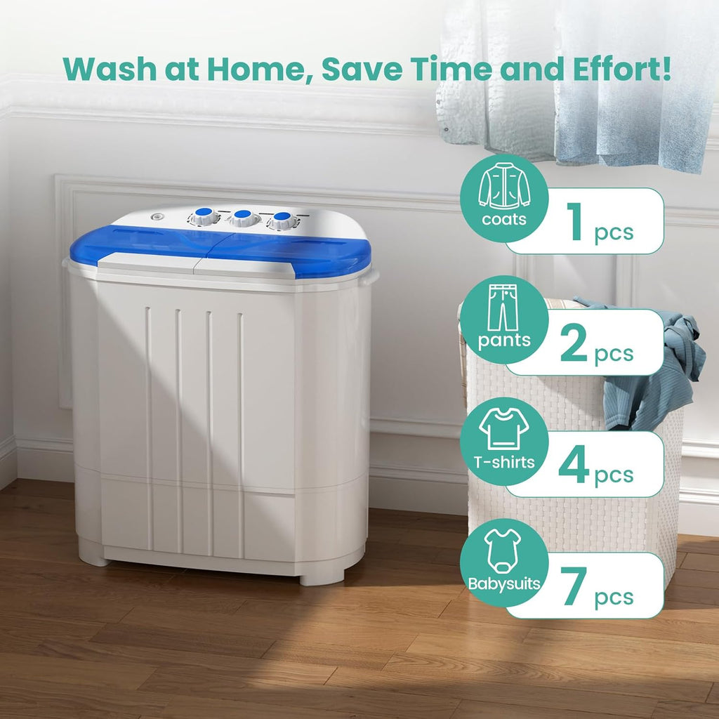 Auertech 14 Lbs Portable Washing Machine, Portable Washer for Apartment with 9 Lbs Washer, 5 Lbs Spinner, Mini Compact Top Load Washing Machine for RV Dorm Small Space
