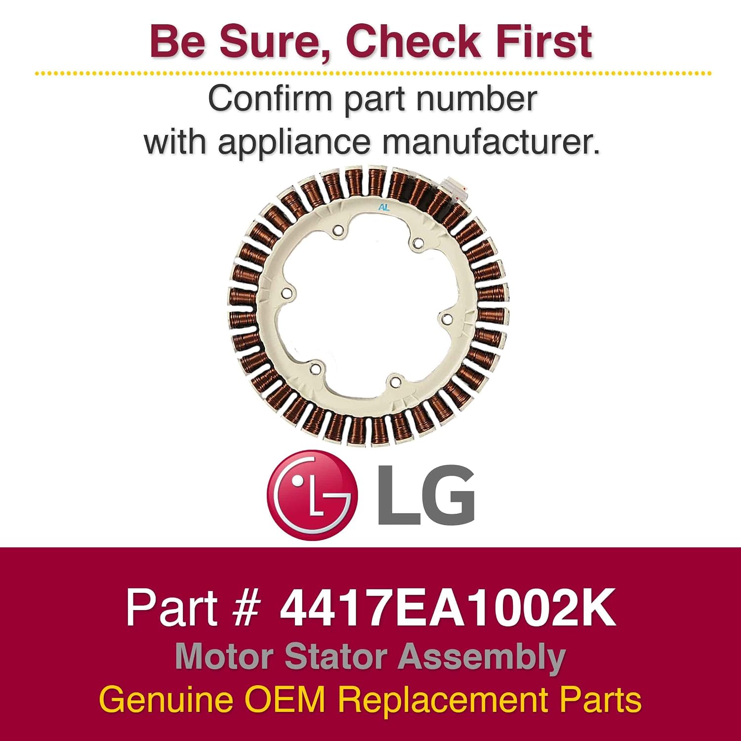 LG 4417EA1002K Genuine OEM Motor Stator Assembly for LG Washing Machines