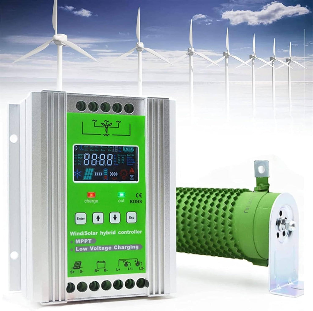 Solar Charge Controller with LCD Screen,Mppt Wind-Solar Hybrid Controller,Boost Charge Regulator,12/24/48V Wind Generator 24V-6000W