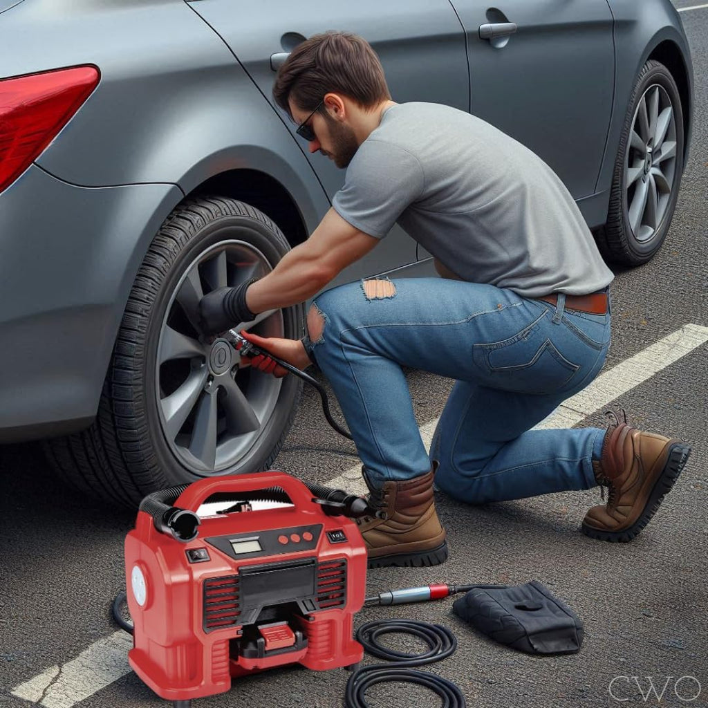 NEW! 20-Volt Lithium-Ion Cordless Combo Kit (Complete Power Tool Bundle) with 20V Cordless 0-160 PSI Inflator/Deflator with 12V DC Power Option, 5Ah Battery & Rapid Charger - Fits All BAUER 20V Tools