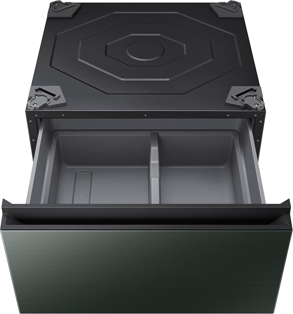SAMSUNG 27-Inch Bespoke Front Load Washer Dryer Pedestal Stand w/ Pull Out Laundry Storage Drawer, WE502NG, Forest Green