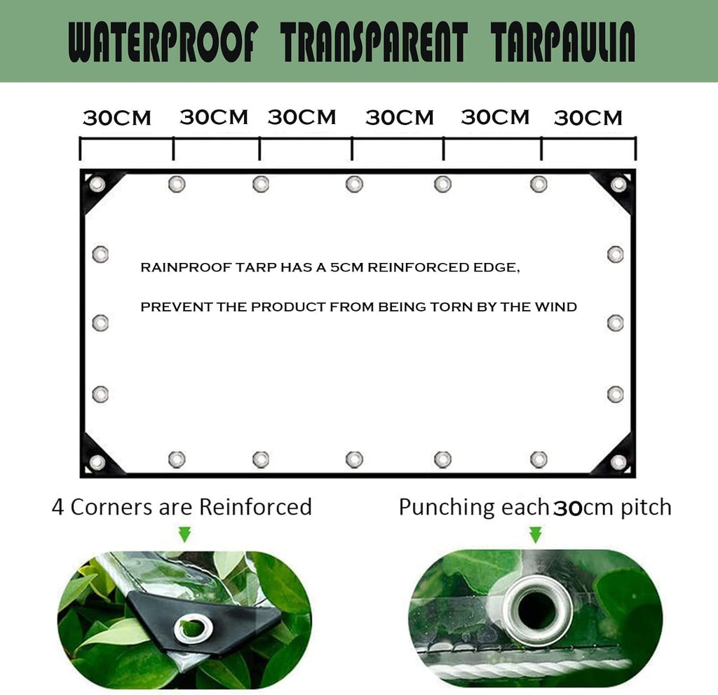12' x22' Clear Waterproof Tarp, PVC 14 Mil Tarpaulin with Grommets and Cable Tie, Duty Heavy Tear Resistant Cover for Camping, Plants Greenhouse, Cars, Patio and Pavilion