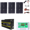 3000W Solar System Kit - 12V to 110V/220V Inverter, Complete Solar Generator with 75W Folding Panel & 50A Controller for Home/Grid Use, Efficient Photovoltaic Power Solution (Black)