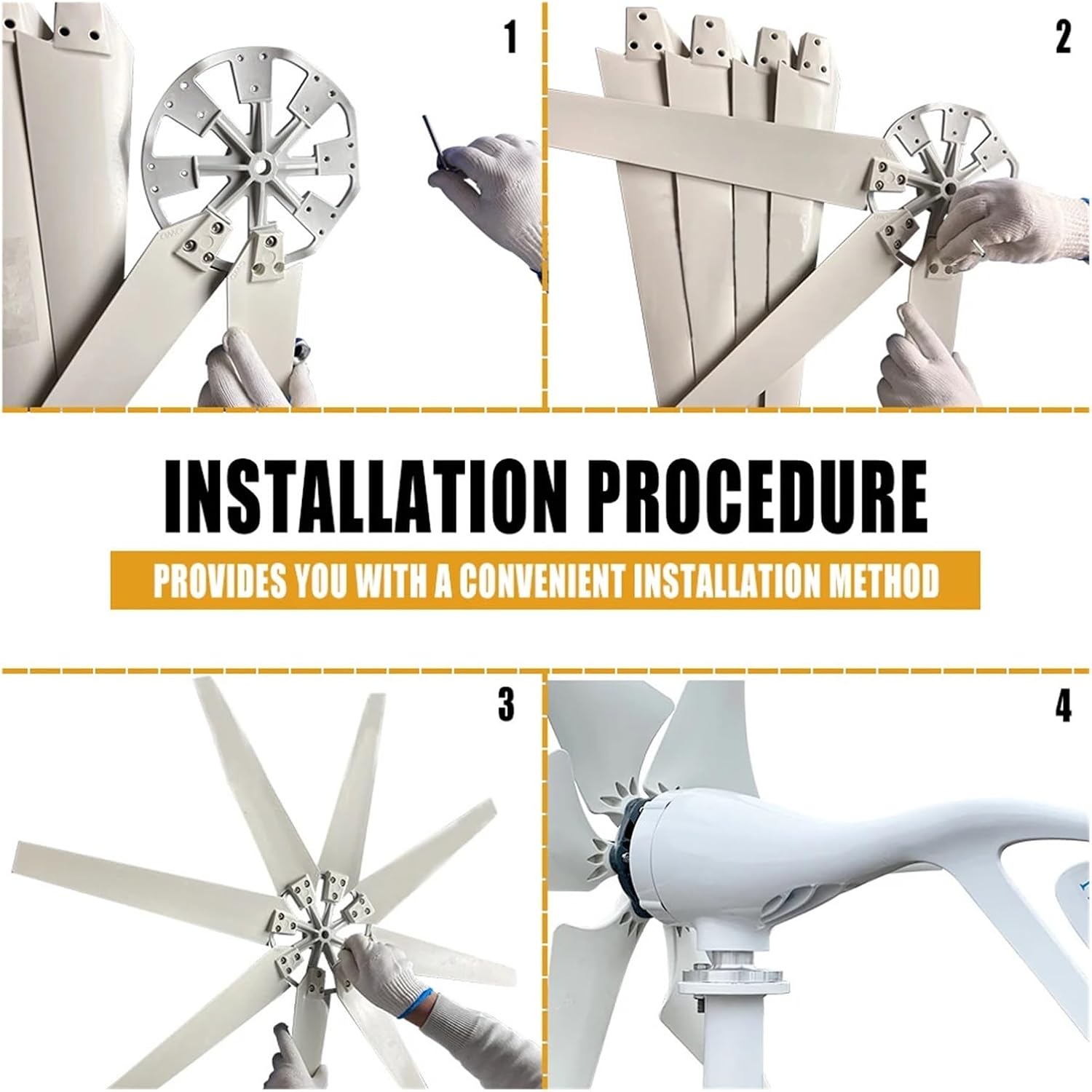 Wind Turbine Generator Kit, 8 Blades 3000w Wind Turbine nerator Homeuse Free Energy 12V 24V 48V Fit for Street Lamps Monitoring Boat for Hybrid Solar Wind System(12V)