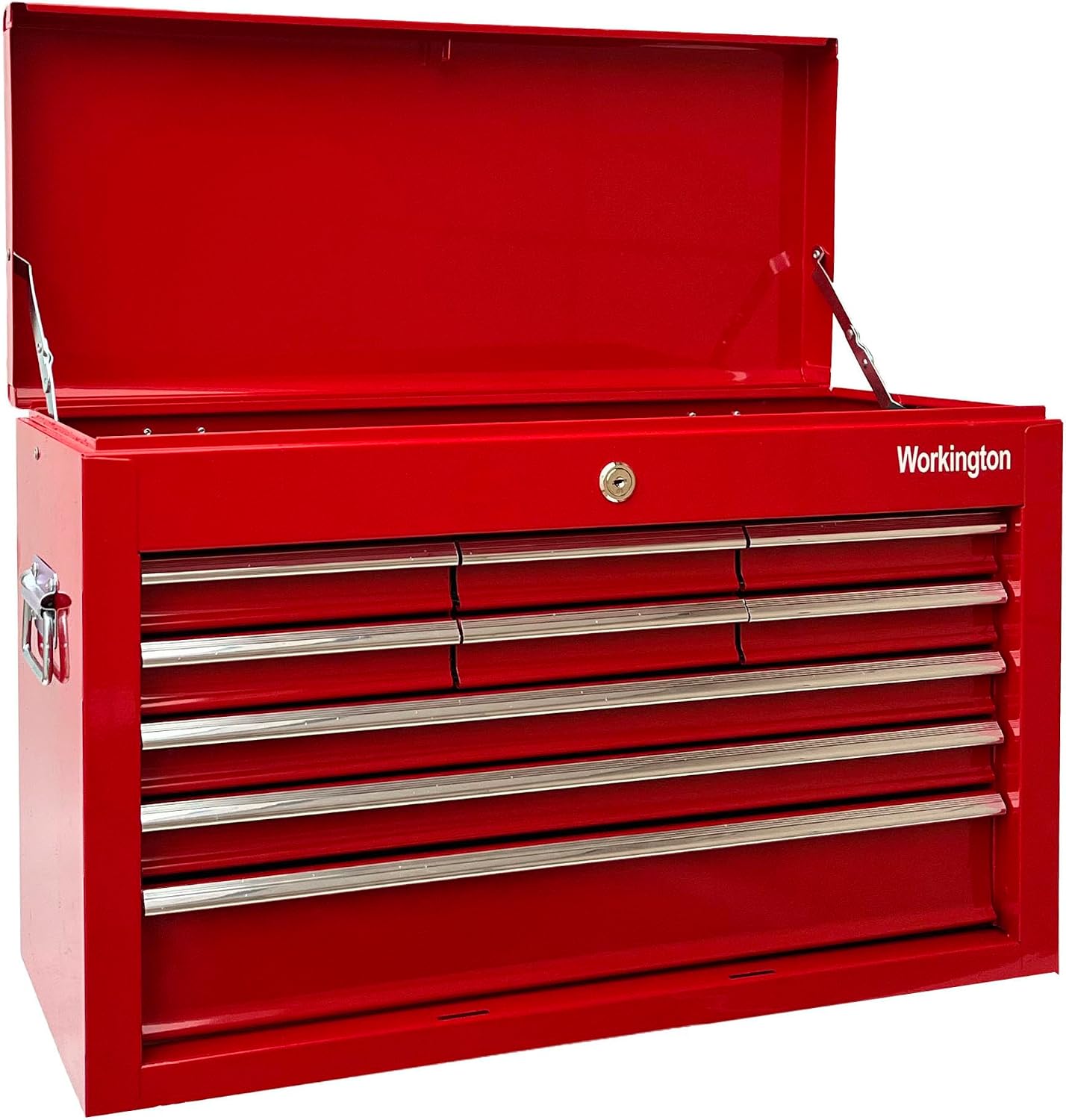 Workington Portable Metal tool chest with 9 drawers, 24' Cabinet with Ball Bearing Drawer Slides, Steel Tool Storage Box Organizer 4006 Red