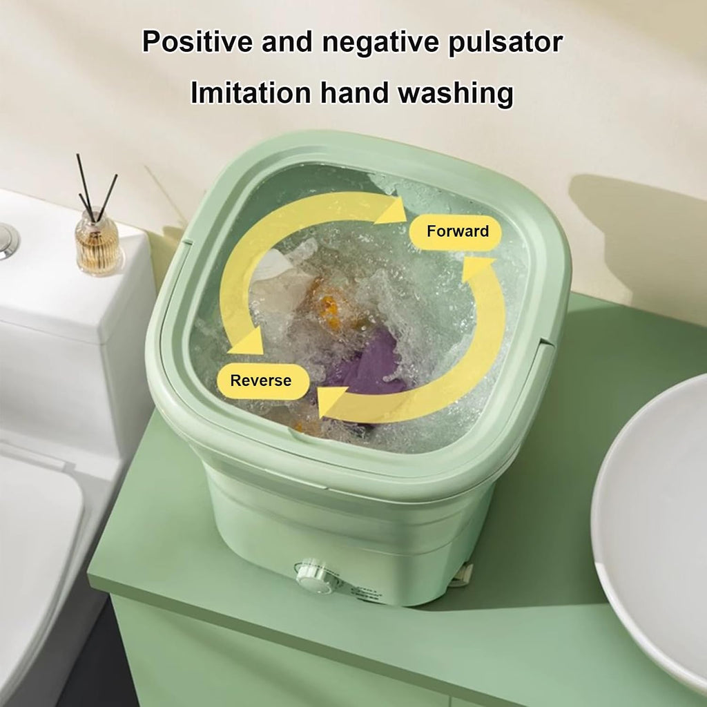 Portable Washing Machine, 20L Collapsible Mini Washer with Dehydration, for Small Clothes, Foldable Design Ideal For Hotel, Home, Apartment, Camping(Green)