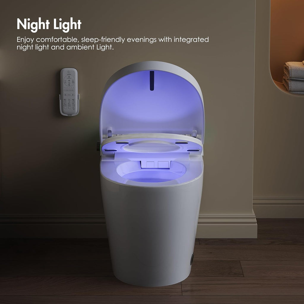 Smart Toilet, Eridanus One Piece Bidet Toilet for Bathrooms, Foot-Sensor, Off-Seat Auto Flush, Adjustable Warm Water Sprayer, Air Dryer, Elongated Heated Seat, Power-Assisted Flush