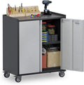 35.43' H Metal Garage Storage Cabinet on Wheels,Rolling Tool Storage Cabinet with 2 Locking Doors,Mobile Lockable Garage Storage Cabinets for Home,Warehouse,Basement