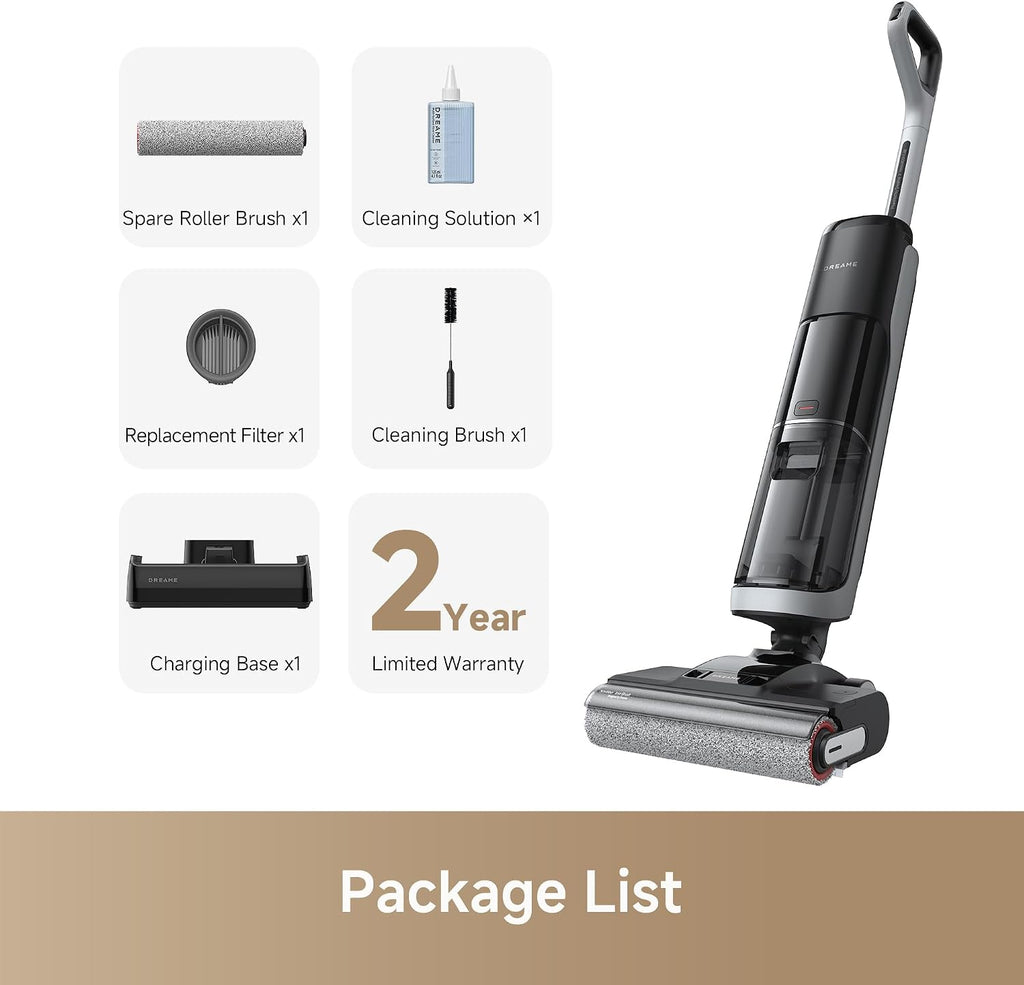 Dreame H14 Cordless Vacuum Mop, 180° Lie-Flat Wet Dry Vacuum cleaner, 140°F Brush Washing, Fast Hot Air Drying in 5Mins, Great for Sticky Messes (Renewed)