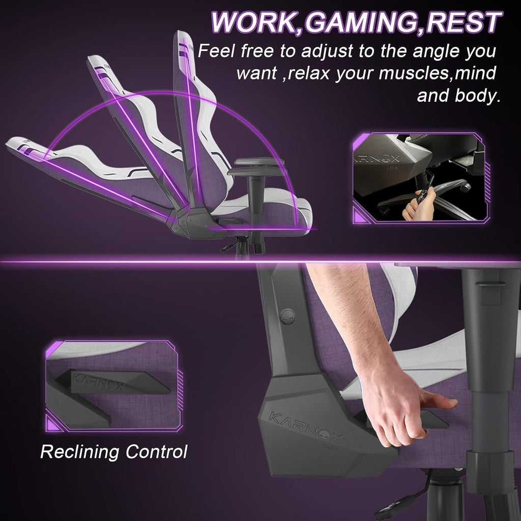 KARNOX Gaming Chair Ergonomic Computer Chair Lumbar Support Office Chair Adjustable Big Tall Reclining Desk PC Chair with Armrest and Headrest for Adults Comfortable Racing Chair (Purple)