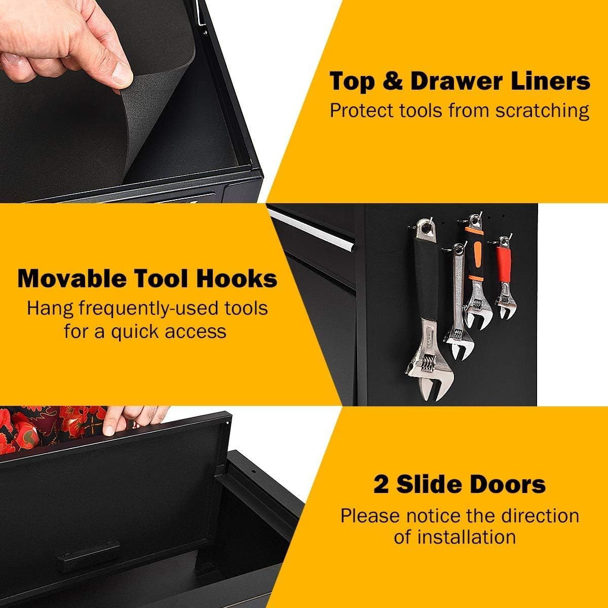 ARLIME 6-Drawer Rolling Tool Chest, Tool Storage Cabinet W/Sliding Drawers, Detachable Top Box & Locking System, Removable Toolbox Organizer for Garage & Warehouse (Black)