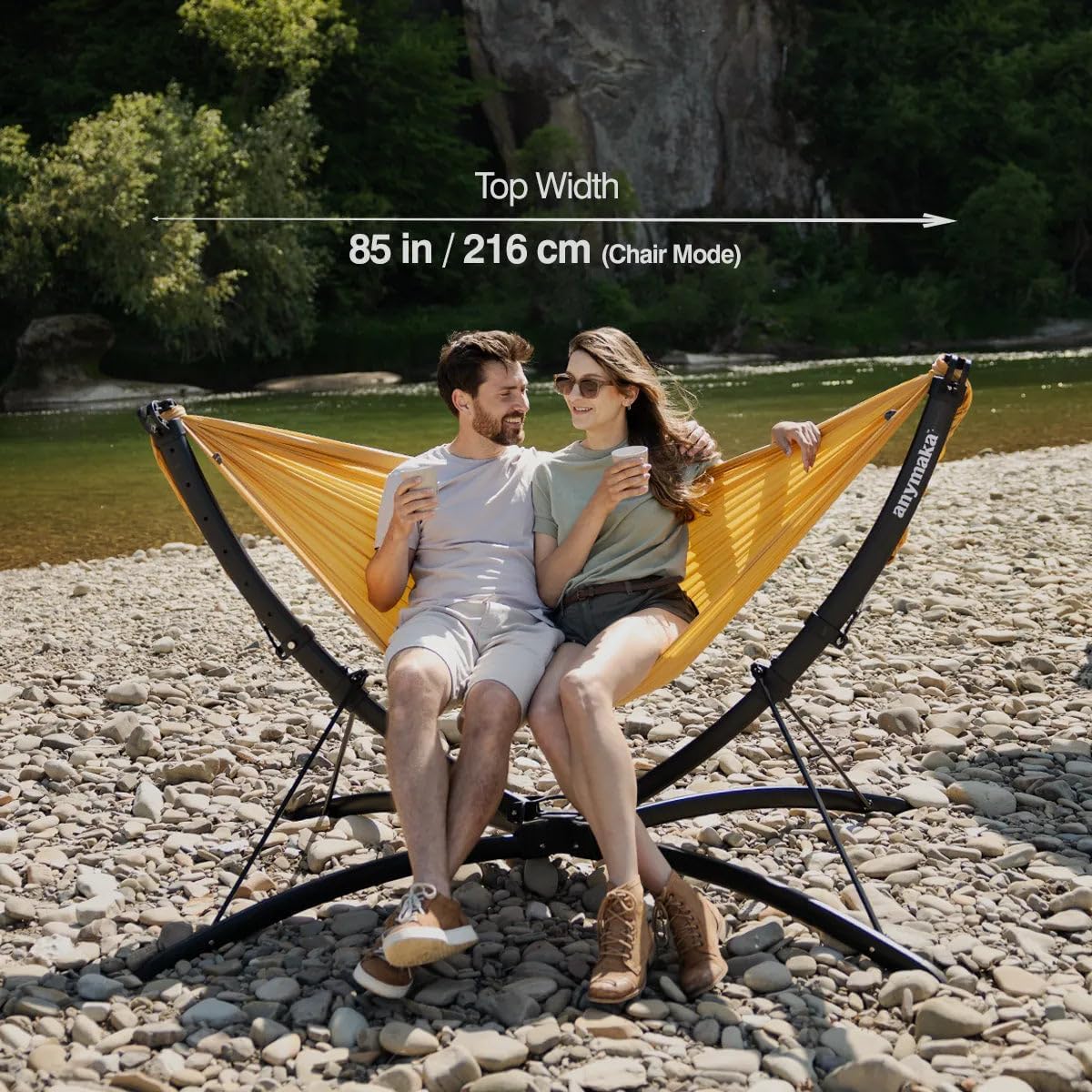 anymaka Set Up in 3 Seconds Adjustable Portable Aluminum Alloy Hammock Stand for Outside with Chair Mode & Lounge Mode up to 105''