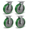 8x2 Heavy Duty Casters -Polyurethane on Aluminum Caster Wheel, Casters Set of 4 Heavy Duty with up to 6000LB Capacity- Widely Used in Tool Box,Workshop,Garage (2 Swivel &2 Rigid)