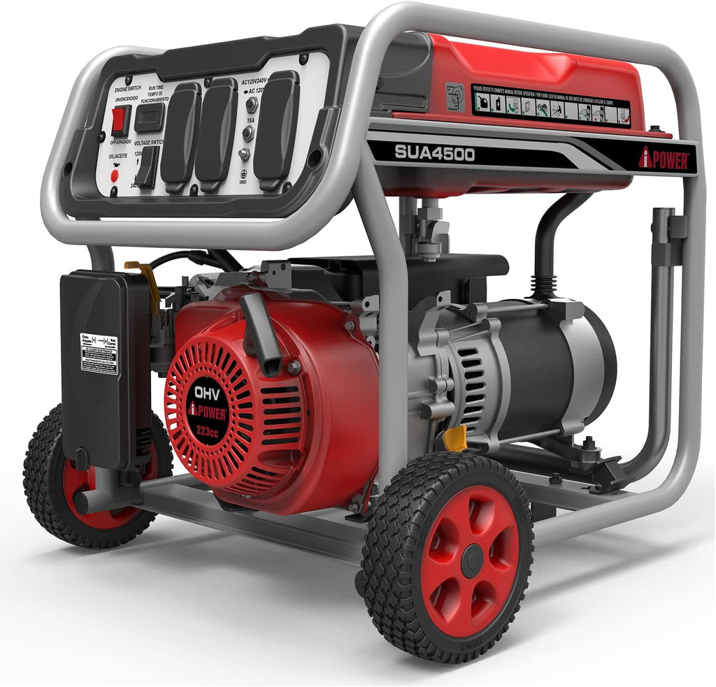 A-iPower SUA4500 4500 Watt Portable Generator Gas Powered Wheel Kit Included, EPA/CARB complied
