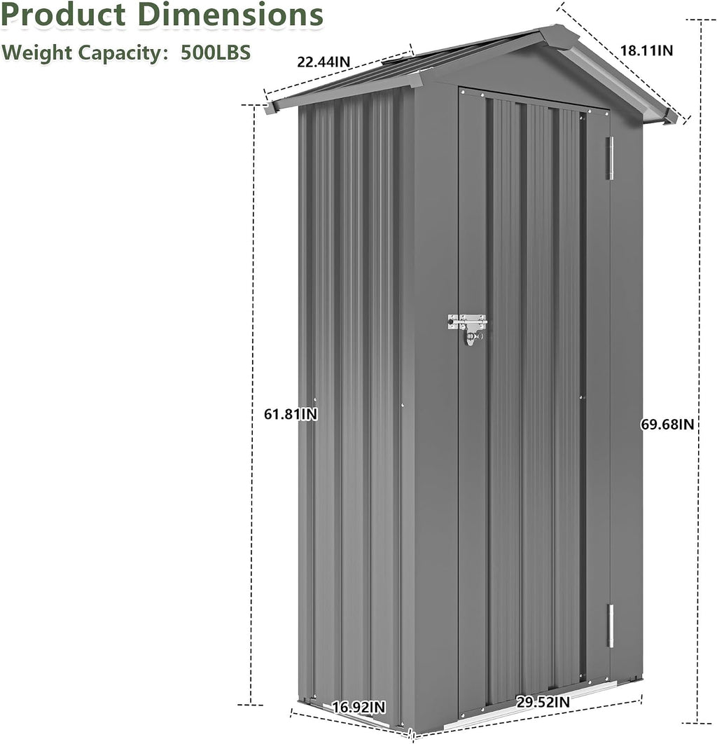 Metal Garden Storage Shed with Lockable Door, Garden Tool Shed with Adjustable Shelves (Black)