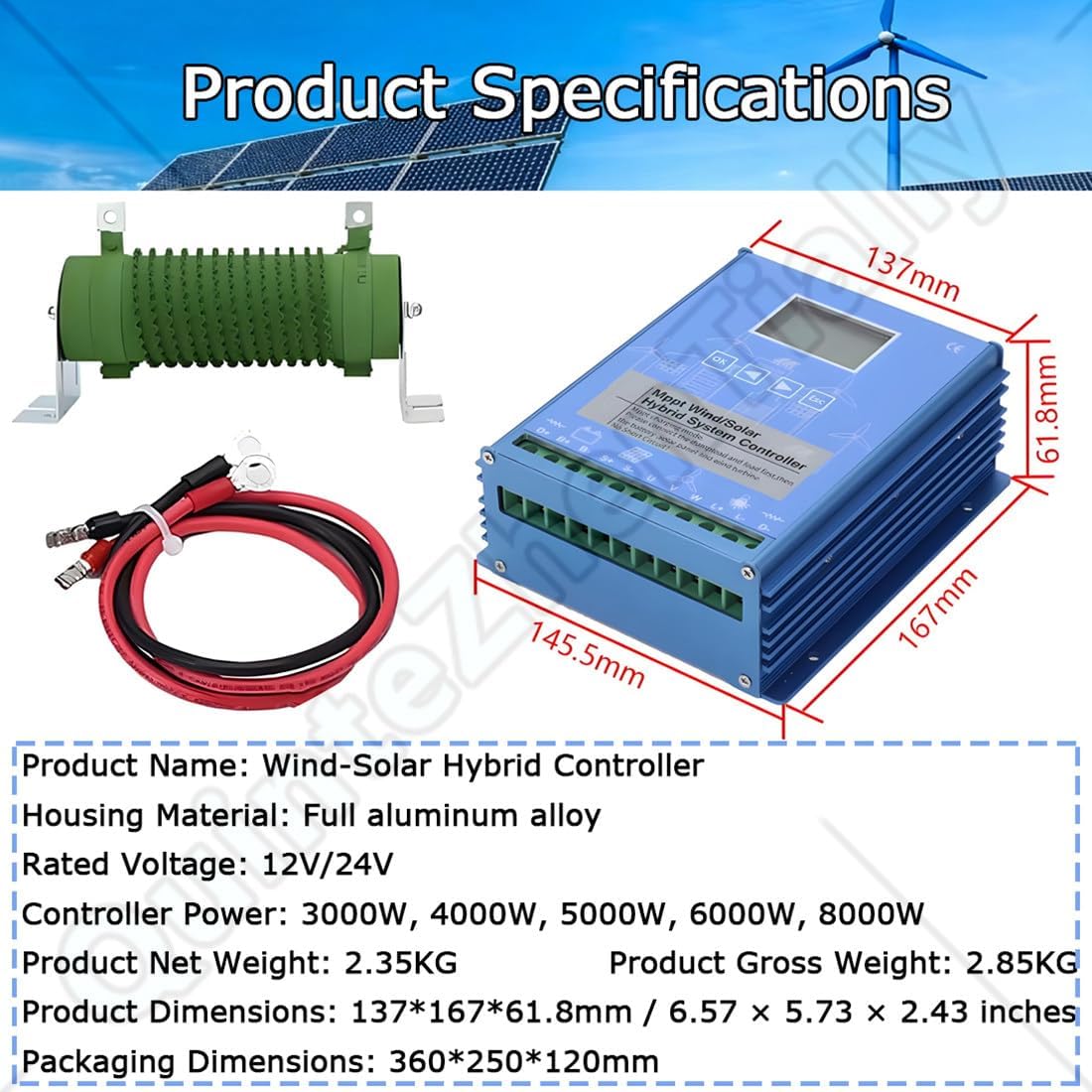 Off Grid Hybrid Wind Solar Controller,3000w-8000w Wind Turbine Generator Solar Panel Auto Regulator,Multiple Load Control Modes,Customize Settings According Needs 6000W