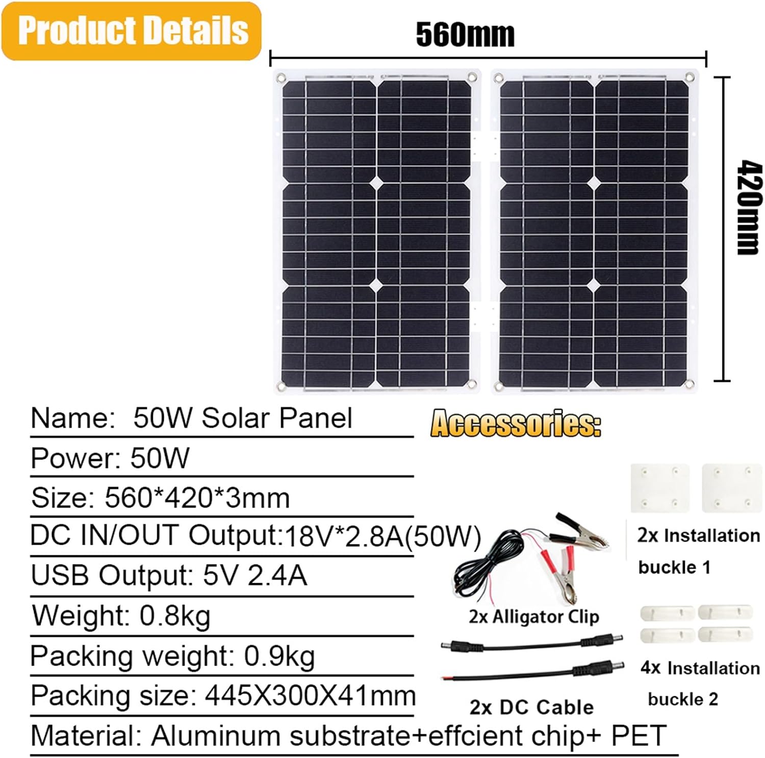 Solar System Kit - 3000W/4000W Inverter with 50A MPPT Controller and 50W Foldable Solar Panel, Home Grid Generator (800W, 12V-110V)