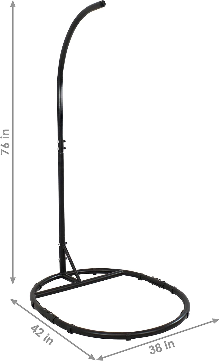 Sunnydaze Steel Egg Chair Stand with Extra-Wide Round Base - Black Powder-Coated Finish - Hardware Included -76 Inches Tall
