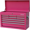 Workington Portable Metal Tool Chest with 9 Drawers, 24' 9-Drawer Tool Chest Cabinet with Ball Bearing Drawer Slides, Steel Tool Storage Box Organizer 4006 Pink