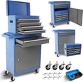 Large Rolling Tool Chest,5-Drawer Tool Boxes On Wheels with Organizer Bins,Mobile Steel Detachable Tool Cabinet with Hooks,Adjustable Shelf & Locking System for Workshop Garage Grey