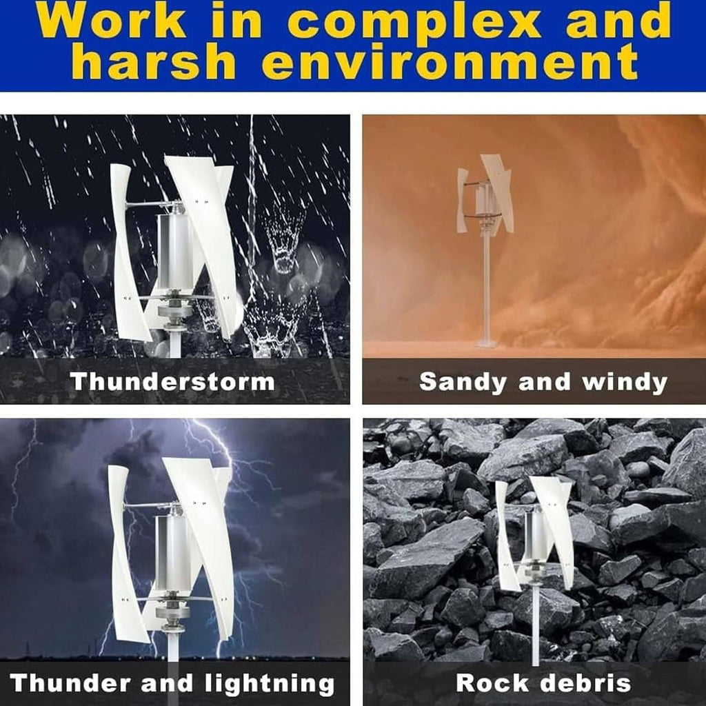 Wind Turbine Generator Kit, 12V 24V 3000W Wind Power Generator, 3 Spiral Blades Vertical Wind Power,Wind Maglev Generator,12V
