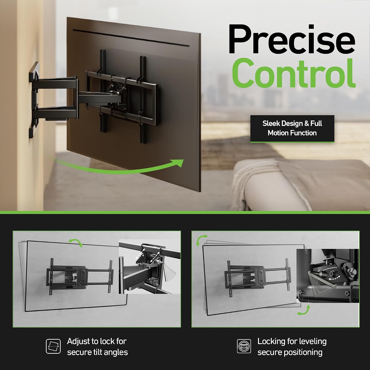 Heavy Duty Dual Arm Articulating TV Wall Mount Bracket for Samsung The Frame 2024 (LS03D) QN55LS03D 55 Inch TV - Tilt & Swivel with Reduced Glare