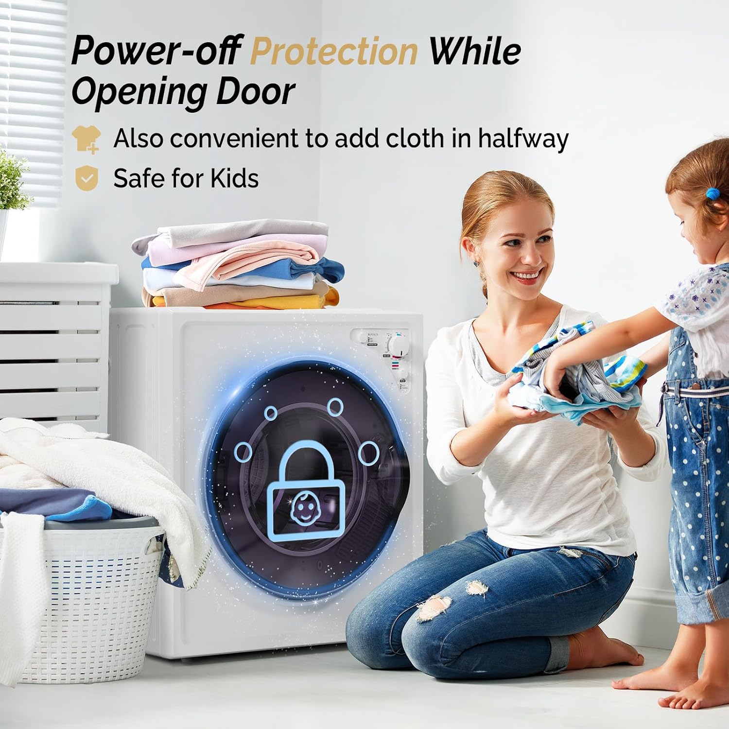 ROVSUN 2.6CuFt Clothes Dryer and 25LBS Full-Automatic Washing Machine Set, Compact Laundry Washer and Dryer Combo Set with Stainless Steel Inner Tub, for Apartment, Dorms, Home