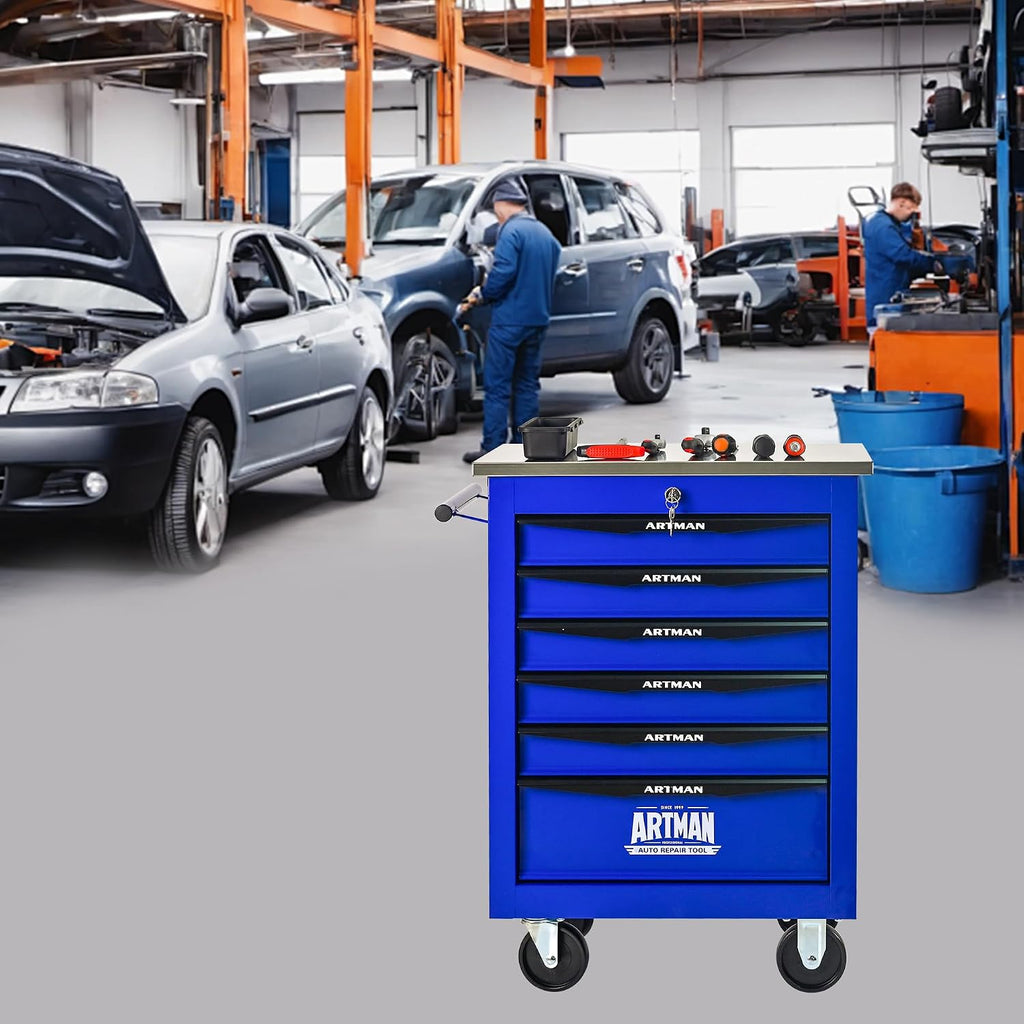 Campfun Tool Cart on Wheels 6 Drawers Rolling Tool Chest Workbench, Metal Tool Cabinet with Extra 7 Tool Storage Boxes, Tool Chest Combo Portable Mechanic Tool Cart for Garage Workshop Warehouse