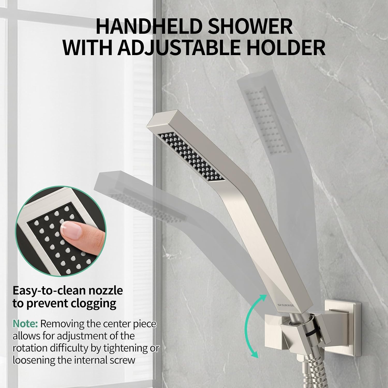 SR SUN RISE 12 Inch Ceiling Mount Brushed Nickel Shower System Bathroom Luxury Rain Mixer Shower Combo Set Ceiling Rainfall Shower Head System Faucet Trim Repair Kits with Rough-in Valve and Trim