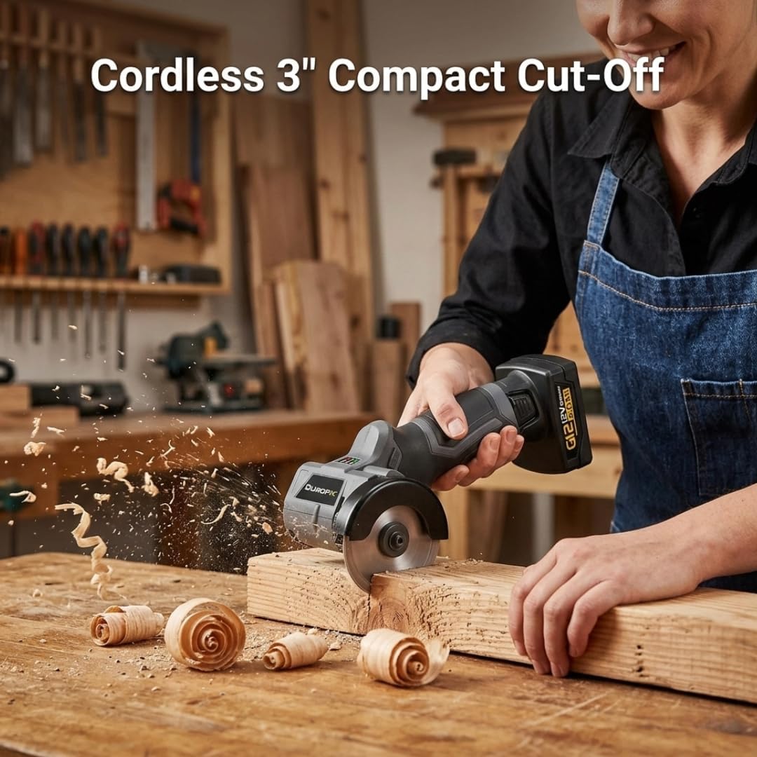 Durofix RC1222-P2G G12 Series 12V Cordless 3' Compact Cut-Off Tool Kit, 20,000 RPM with Interchangeable Blades & Safety Guard + 2 Battery & Canvas Bag