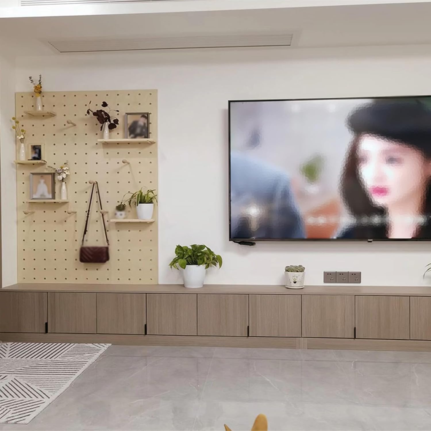 Wall-Mounted Wooden Combo Kit, 16x24in Tool Organizer & Storage Box for Living Room, Bedroom, Study - Durable Plastic & Wood Design (Brown)